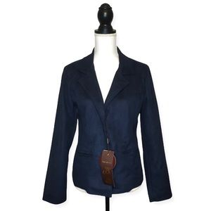 NWT Armani A Collezioni Women’s Navy Blue Suede Leather Blazer Jacket M